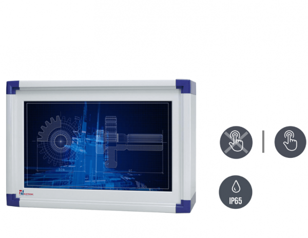 01-Industriemonitor-IP65-W22L100-OFA3_PCA.png / TL Produkt-Welten / Industriemonitor / mit Rundumschutz mit oder ohne Tastaturfront / Resistive / Glas (optional)