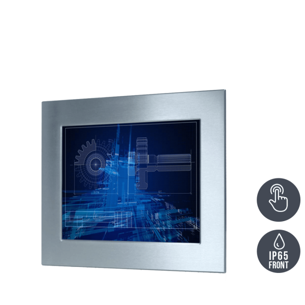 01-Einbau-Industriemonitor-WM15PME-Edelstahl-IP65.png / TL Produkt-Welten / Industriemonitor / Panel Mount (Einbau von vorne) / Touch-Screen für 1-Finger-Bedienung