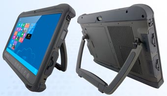 The ruggedized industrial tablet PC M133W has a 33,8 cm (13,3-inch) multi-touch screen (PCAP), which can be operated in Glove, Rain and Stylus modes.