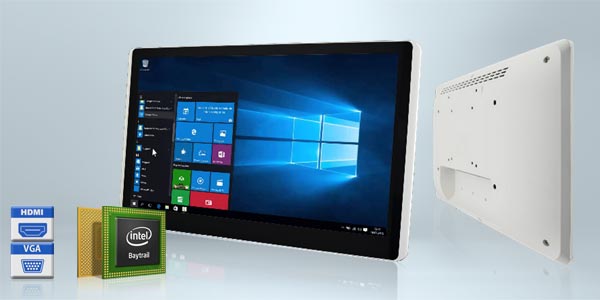HMI Panel PC and display in 15.6 inch with Intel Celeron or as industrial monitor