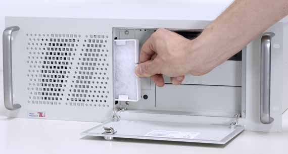 The filter of the industrial computer is changed with a flick of the wrist