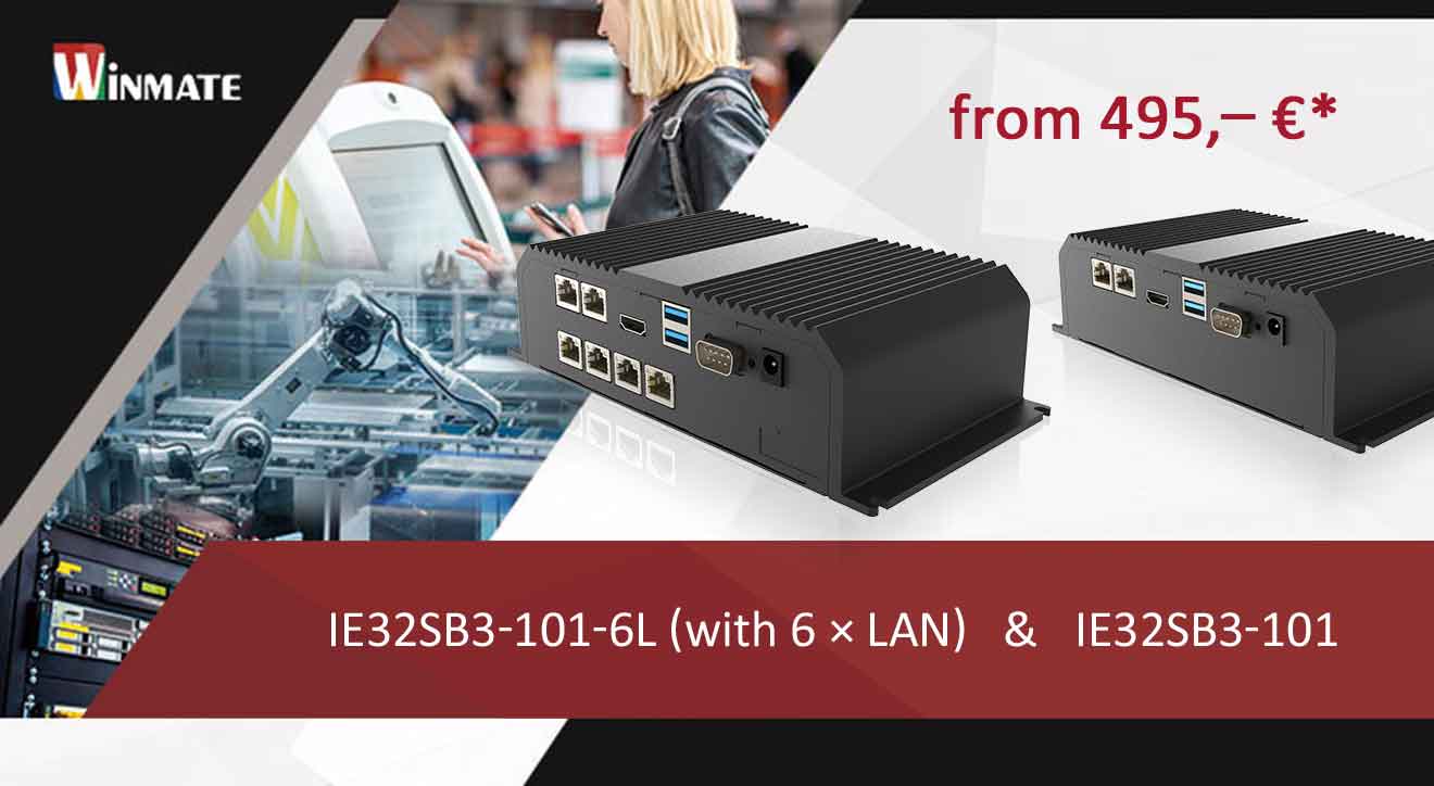 Embedded Box Industrial PCs fanless with up to 6 RJ45 LAN connections