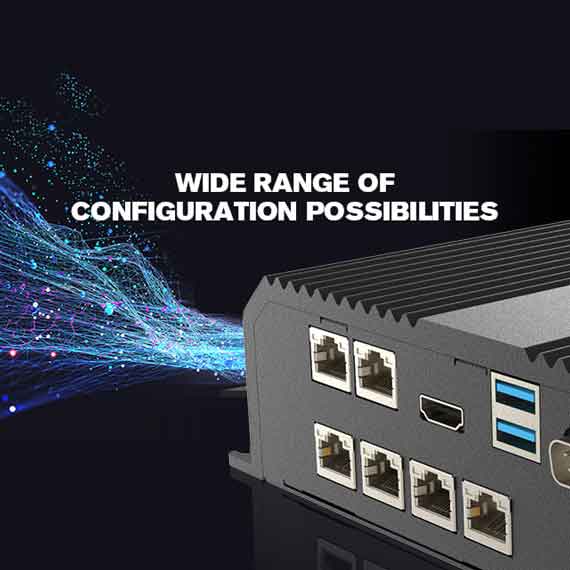 6 RJ-45 LAN interfaces in the front of the embedded box PCs